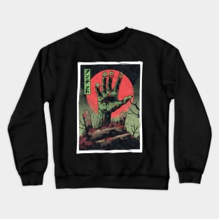 Creepy Horror Halloween Zombie Hand from Grave - Vintage Japanese Ukiyo-e Woodblock Print Crewneck Sweatshirt